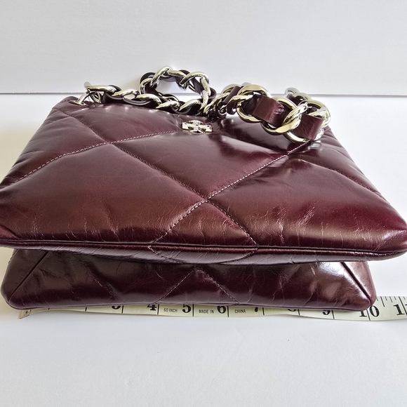 Tory Burch Small Kira Diamond Quilt Distressed Leather Crossbody Bag DarkCarmine - Picture 7 of 8